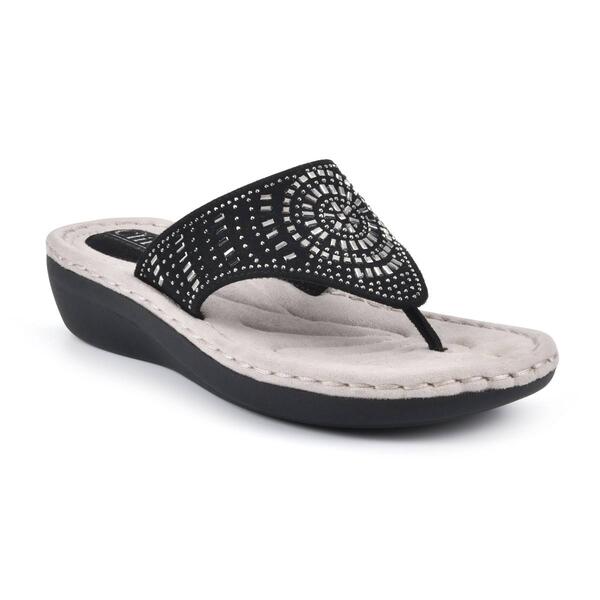 Womens Cliffs by White Mountain Cienna Wedge Thong Sandals - image 