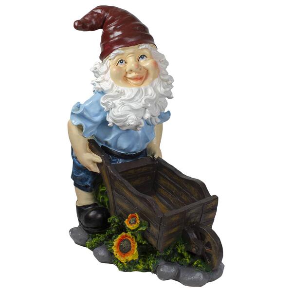 Northlight Seasonal 20in. Wheelbarrow Gnome Outdoor Garden Statue - image 