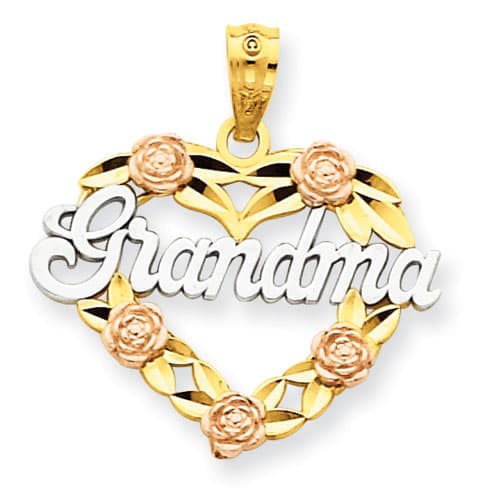 Gold Classics(tm) 14kt. Rhodium Grandma Heart Pendant - image 