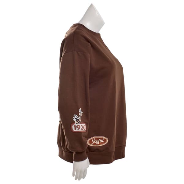 Juniors Freeze Pooh Chenille Applique Embroidered Fleece Pullover