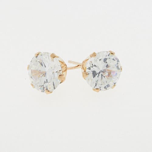10kt Yellow Gold 7MM Round Cubic Zirconia Earrings - image 
