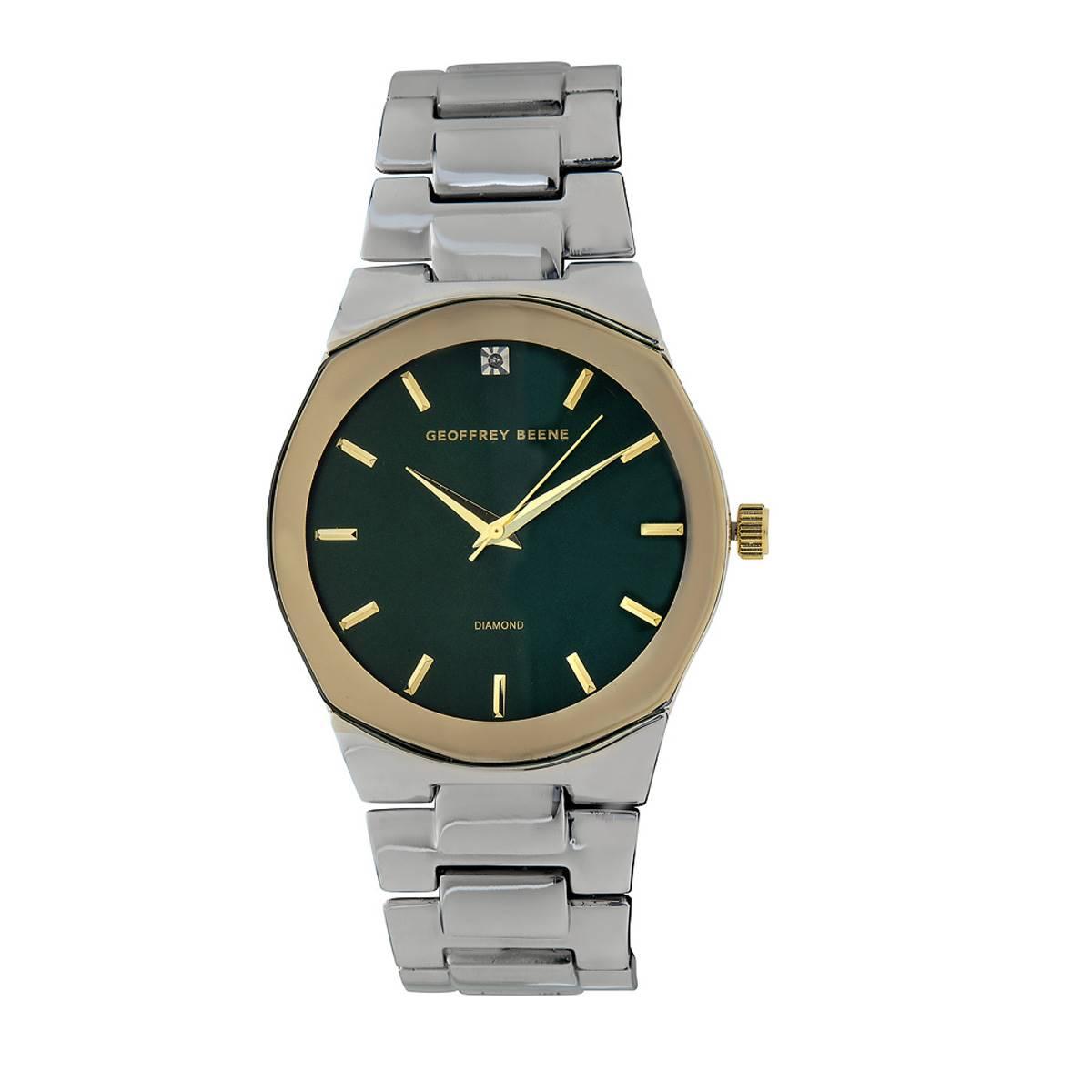 Mens Geoffrey Beene® Silver Diamond Bracelet Watch -...