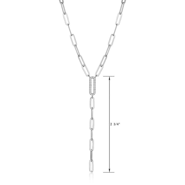 Forever Facets Sterling Silver Y Shape Paperclip Necklace