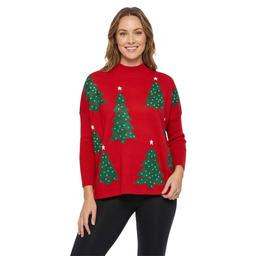 Womens Tint & Shadow Long Sleeve Christmas Tree Sweater