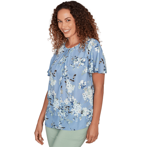 Womens Emaline Seabreeze Essence Keyhole Neck Floral Blouse