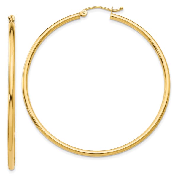 Gold Classics(tm) 14kt. Gold 50mm Tube Hoop Earrings - image 
