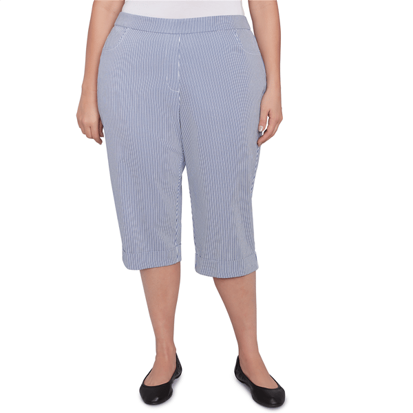 Plus Size Alfred Dunner Land Of The Free Striped Cuffed Clamdigger - image 