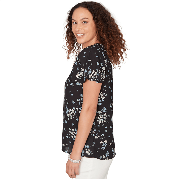 Womens Emaline Seabreeze Essence Flutter Sleeves Floral Blouse