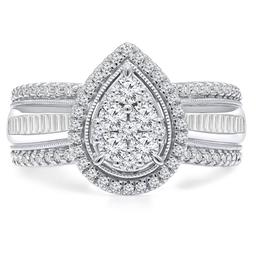 Diamond Classics(tm) White Gold 1ctw. Diamond Cluster Bridal Ring