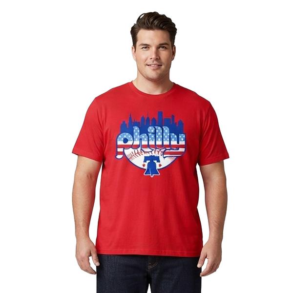 Mens Big & Tall Tailgate Philadelphia Baseball Flag Skyline Tee - image 