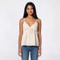 Juniors Pink Rose Jersey V-Neck Eyelet Mix Baby doll Top - image 1