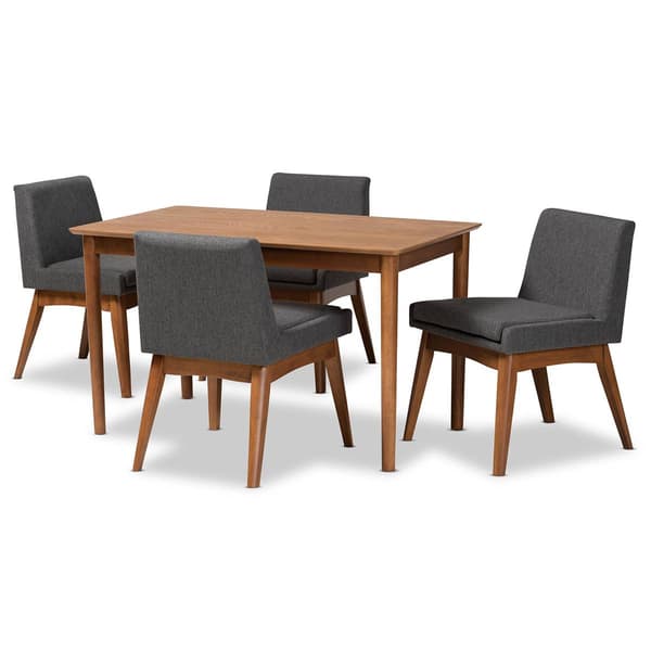 Baxton Studio Nexus Mid-Century Modern Fabric 5-Piece Dining Set