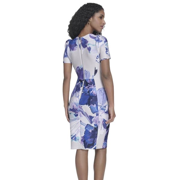 Womens Calvin Klein Short Sleeve Large Floral Sheath Dress