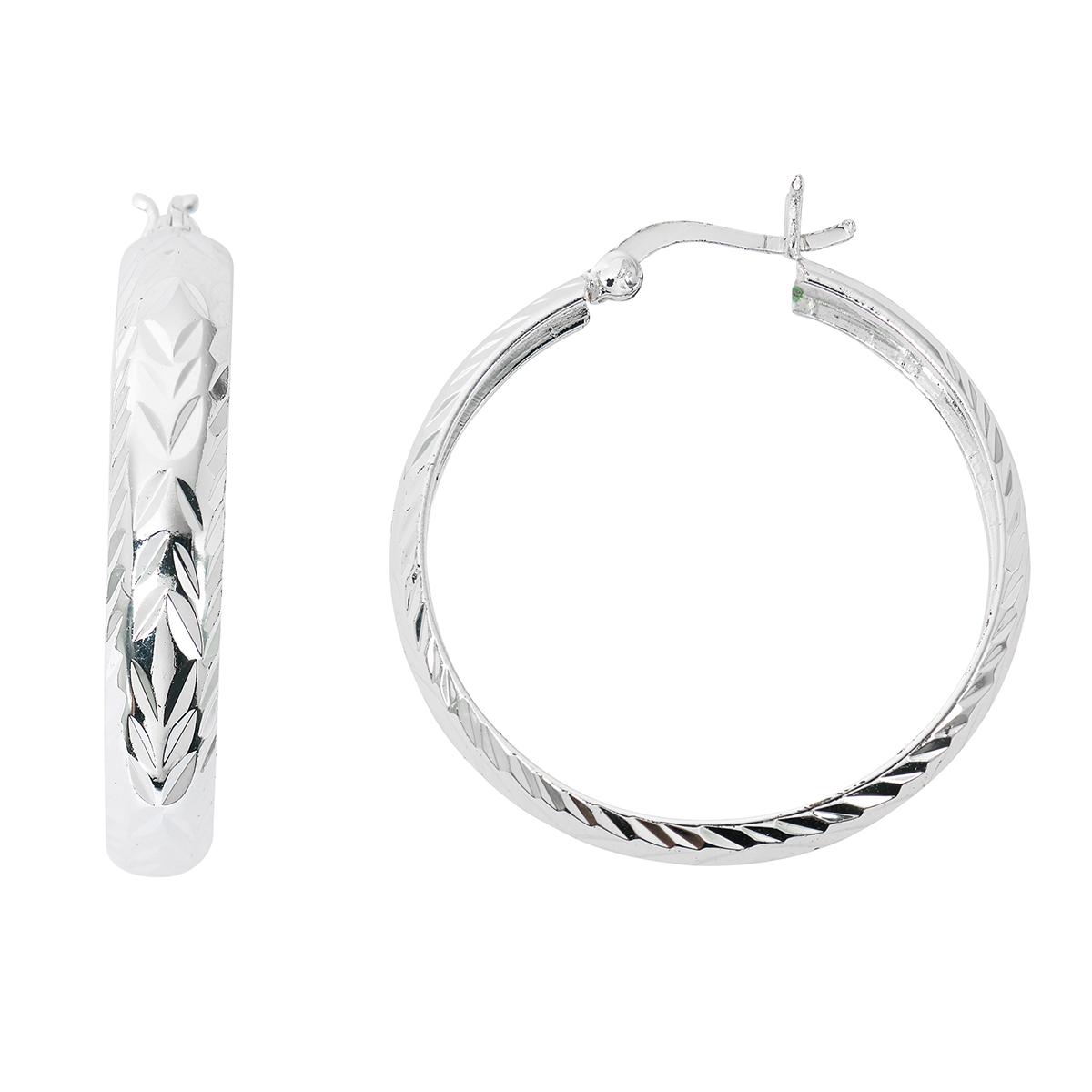 Pure 100 by Danecraft Silver Diamond Cut Click-Top Earrings