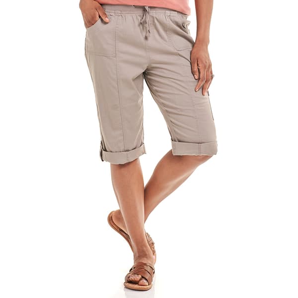 Plus Size Hasting & Smith Roll Tab Hem Twill Capris - image 