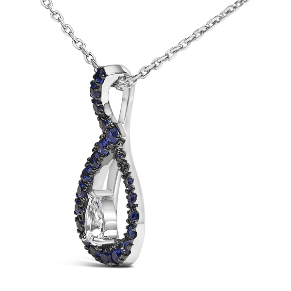 Haus of Brilliance Blue &White Sapphire Teardrop Pendant Necklace