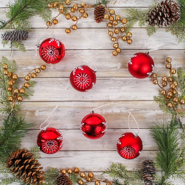 National Tree 6pc. Red Snowflake Shatterproof Ornaments