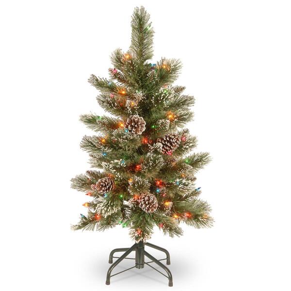 National Tree Pre-Lit 3ft. Glistening Pine Pencil Slim Tree - image 