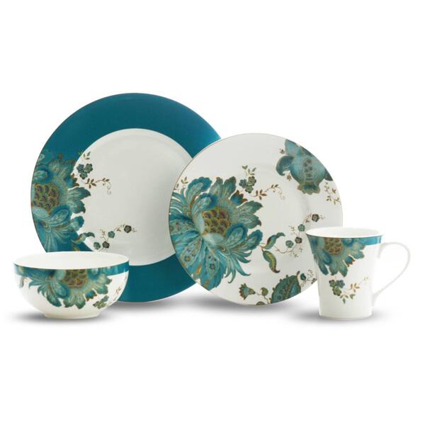 222 Fifth Eliza Teal 16pc. Dinnerware Set - image 