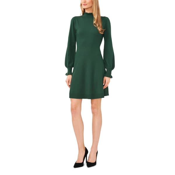 Womens Cece Long Sleeve Mock Ruffle Neck Sweater Dress