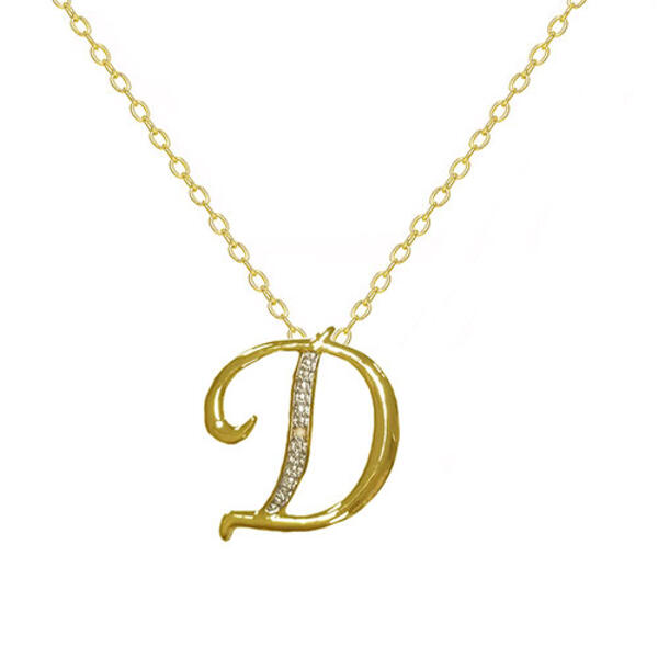 Accents by Gianni Argento Diamond Plated Initial 'D' Pendant - image 