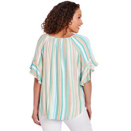 Womens Ruby Rd. Spring Breeze Woven Stripe Tie Front Blouse