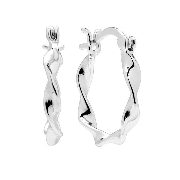 Marsala Sterling Silver Twisted Click Top Hoop Earrings - image 