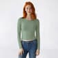 Juniors Pink Rose Long Sleeve Double Layer Contour Tee - image 1