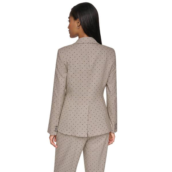 Womens DKNY Long Sleeve Embellished Houndstooth Blazer