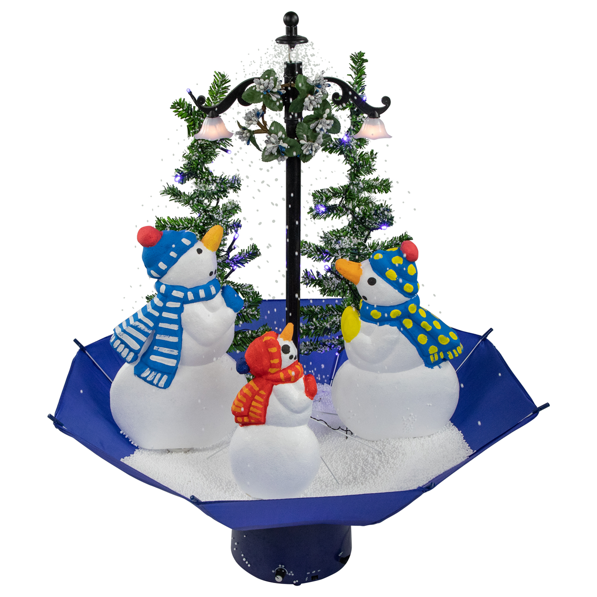 Northlight Musical Snowman Family in Umbrella Christmas Decor