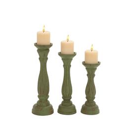 9th & Pike&#40;R&#41; Wooden Pillar Candle Holders Set of 3