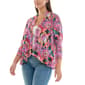 Plus Size Zac & Rachel 3/4 Sleeve Fuchsia Floral Cardigan - image 3