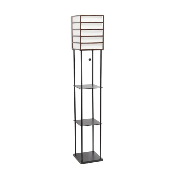 Lalia Home 1 Light Metal Etagere Floor Lamp w/Shelves & Shade