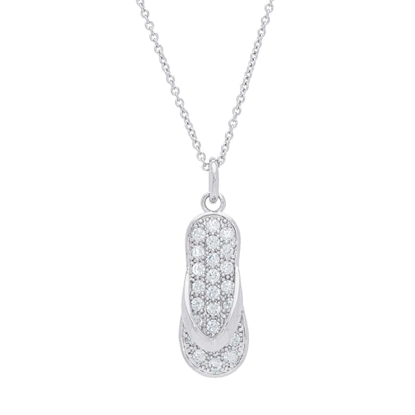 Cubic Zirconia Flip Flop Sandals Pendant - image 