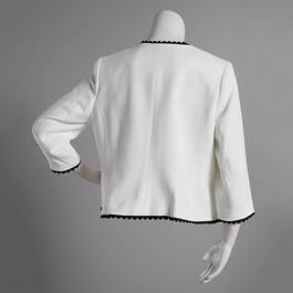 Plus Size Kasper Long Sleeve Contrasting Trim Open Jacket