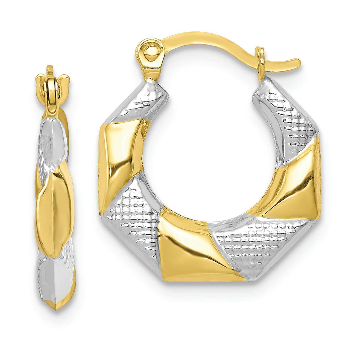 Gold Classics™ 10kt. White Rhodium Scalloped Hollow Hoop...