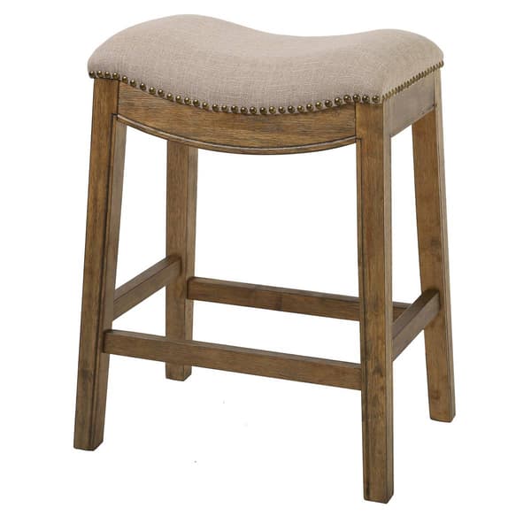 New Ridge Home Goods Sadie Natural Wood Counter-Height Barstool - image 