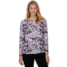 Petite Emaline Lavender Revelry Abstract Floral Blouse