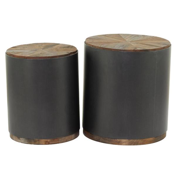 9th & Pike® 2pc. Rustic Black Metal Accent Table Set