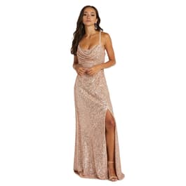 Petite R&M Richards Nightway Strapless Cowl Neck Shimmer Gown