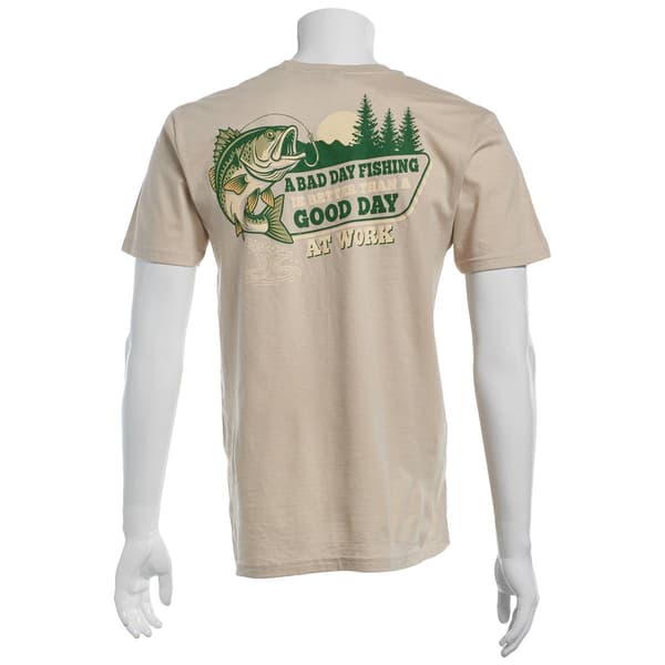 Mens Bad Day Fishing Short Sleeve Tee - Sand