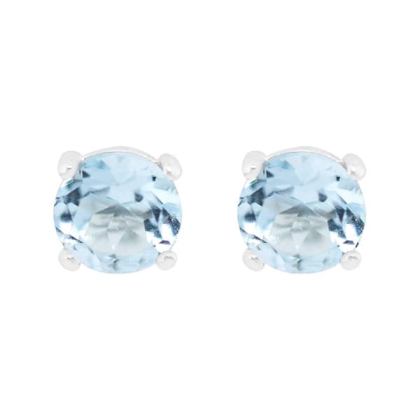 Marsala 6mm Round Genuine Sky Blue Topaz Post Earrings - image 