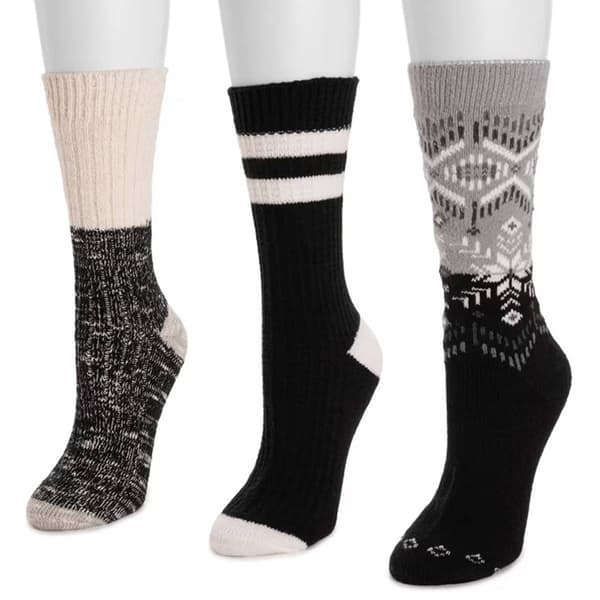 Womens Muk Luks 3pk. Cozy Ribbed Boot Crew Socks - image 