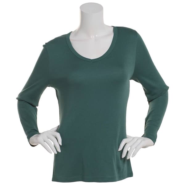 Womens Architect® Long Sleeve Solid Rib V-Neck Tee