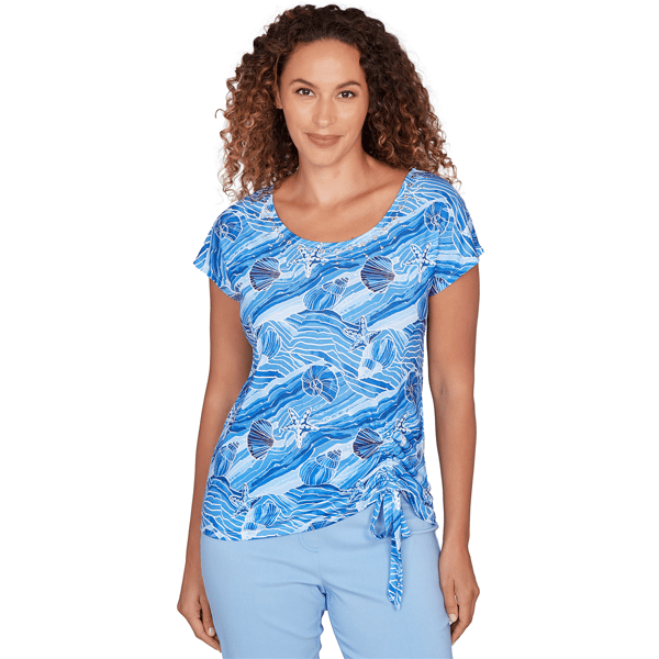 Petites Heart''s of Palm Smooth Sailing Printed Poly T Sleeve Sco - image 
