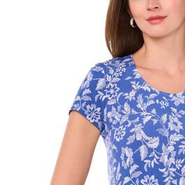 Womens MSK Short Sleeve Floral Leaf A-Line Dress