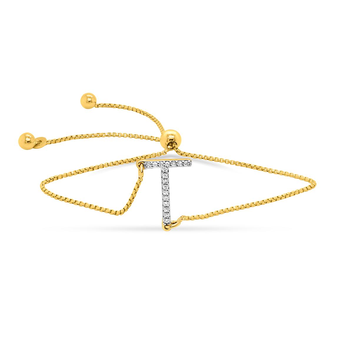 Nova Star® Lab Grown Diamond Initial T Gold Plated Bolo...