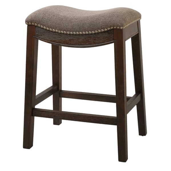 New Ridge Home Goods Sadie Weathered Wood Counter-Height Barstool - image 