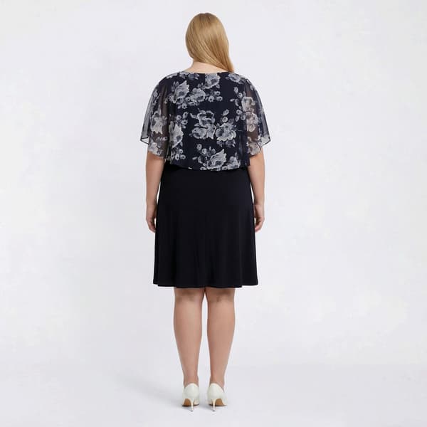 Plus Size Connected Apparel Floral Poncho Shift Dress