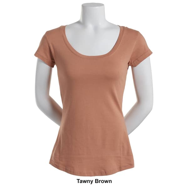 Juniors Aveto Cap Sleeve Scoop Neck Solid Jersey Knit Tee